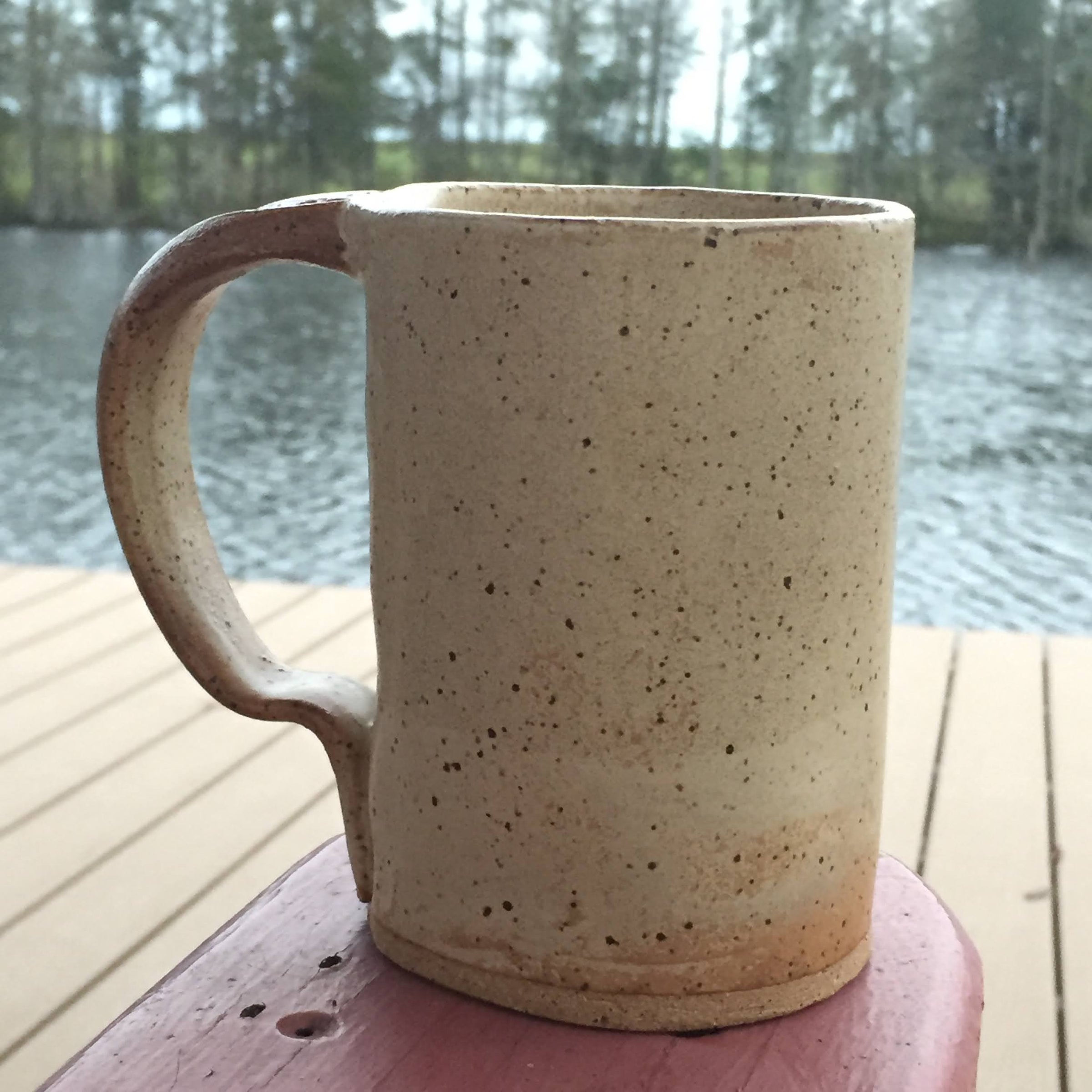 Handmade 12 oz 'Brasher Clay' Ceramic Mug with Pecan Thumb Notch